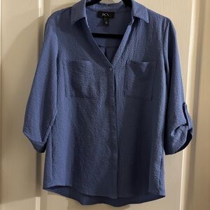 BCX Blue Button Down Shirt for Women